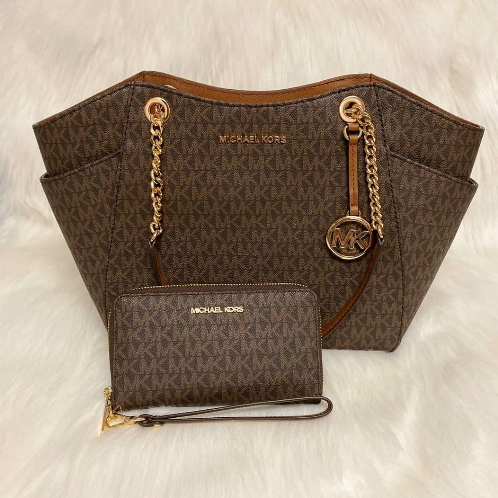 MICHAEL KORS LARGE CHAIN TOTE WITH WALLET